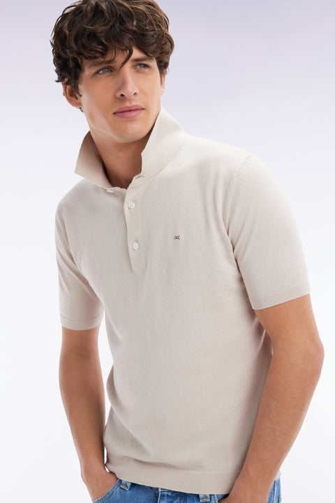 Straight-fit beige cotton-silk-blend polo neck jumper - Image 2