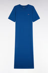 Blue Pima cotton T-shirt dress, straight cut