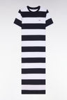 Navy and white Pima cotton straight-cut T-shirt dress