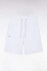 Straight-fit white cotton fleece shorts