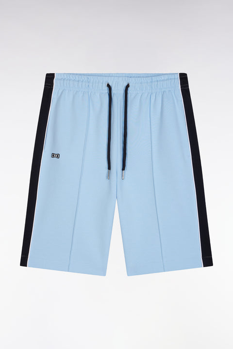 Straight-cut sky blue jogger shorts in cotton interlock - Image 2