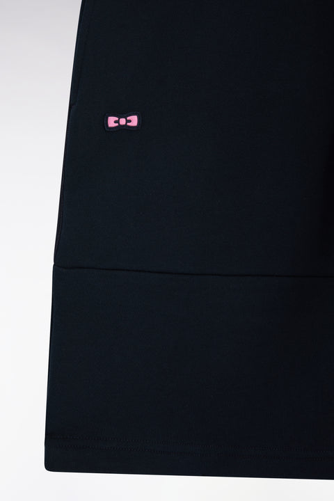 Relaxed-git navy cotton fleece shorts with pink accents - Image 2
