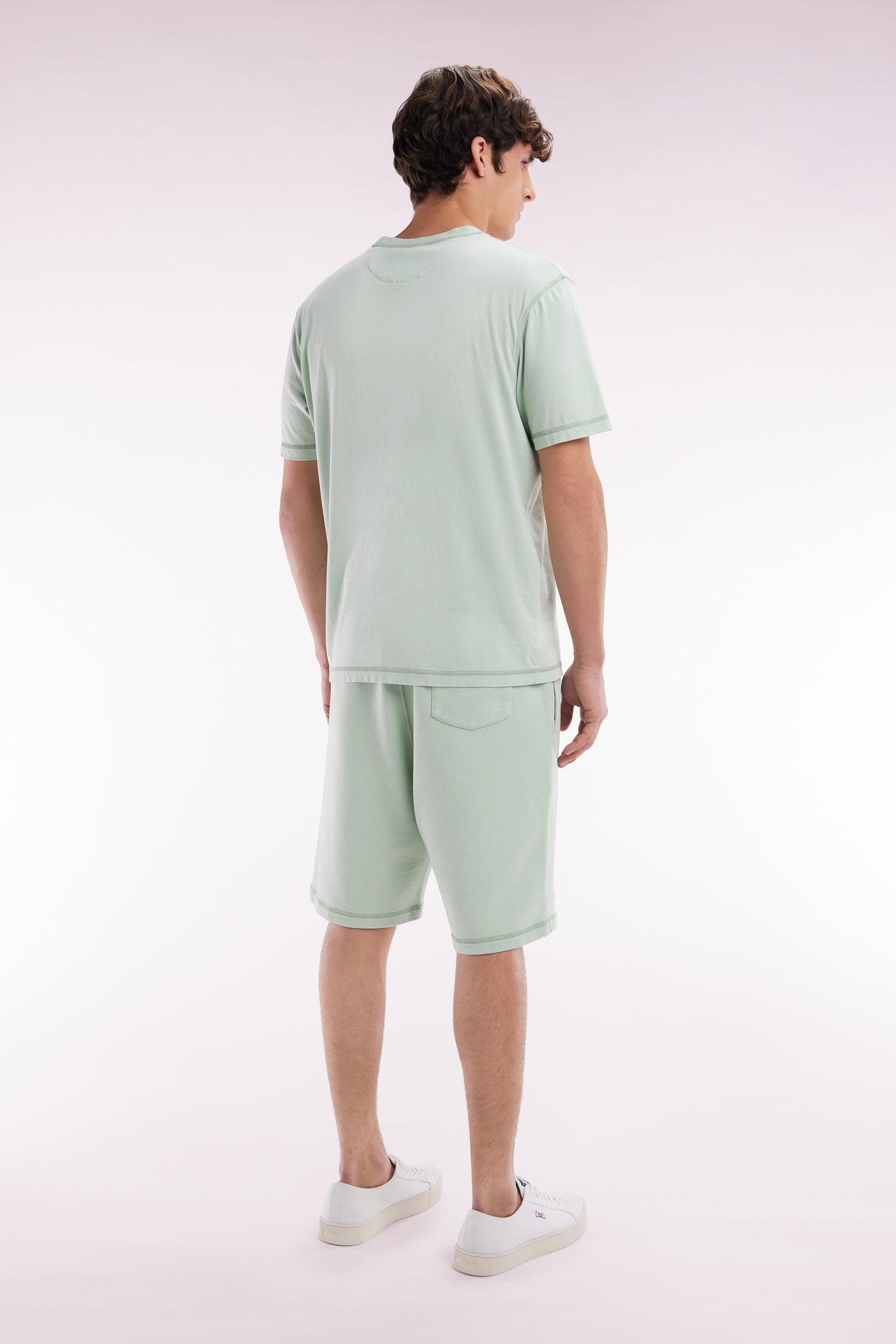 Short en molleton coton vert clair coupe décontractée