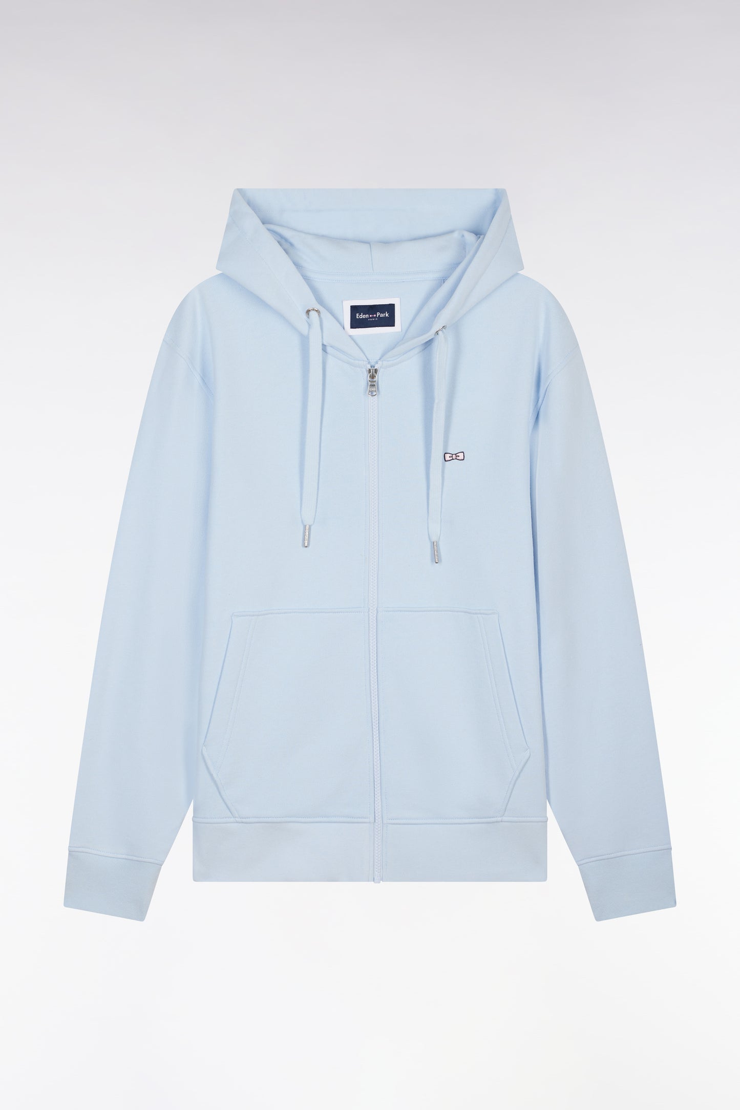 Sweatshirt zippé en molleton coton ciel coupe droite