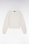 Sweatshirt en coton beige coupe décontractée courte