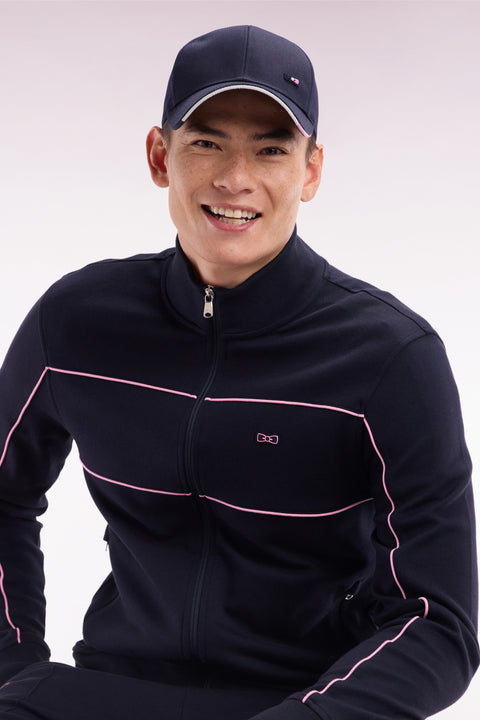 Straight-fit zip-up sweatshirt in blue cotton interlock - Image 3
