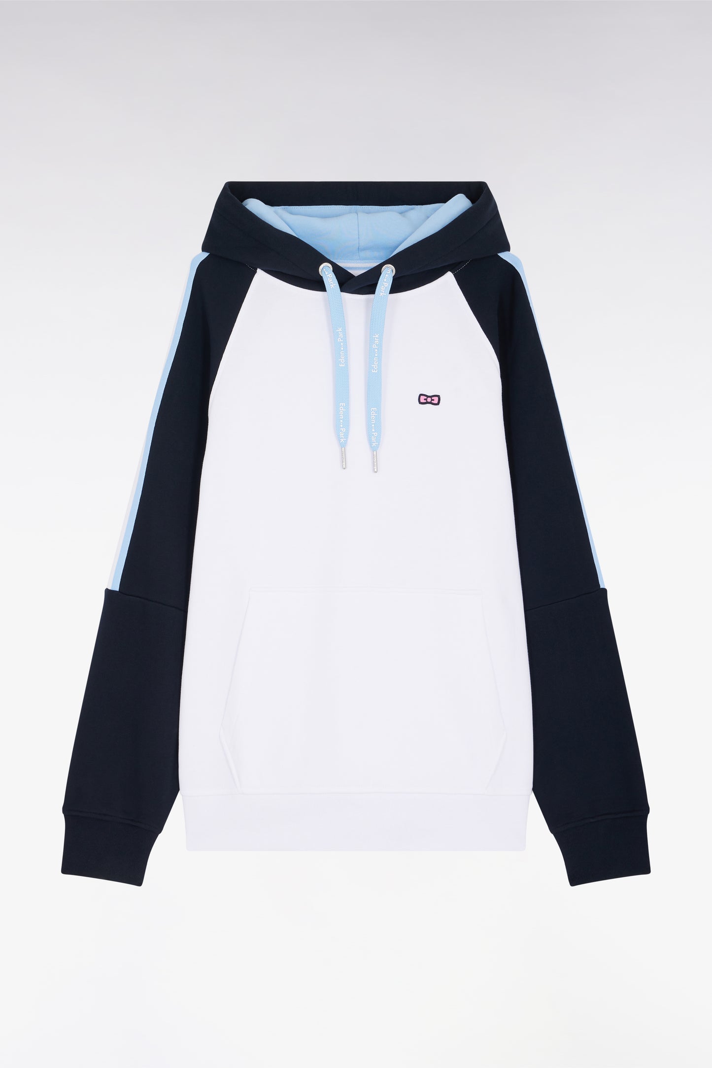 White and blue cotton hooded sweatshirt, relaxed fit - A SHOOTER