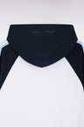 White and blue cotton hooded sweatshirt, relaxed fit - A SHOOTER