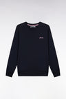 Navy cotton fleece crewneck sweatshirt