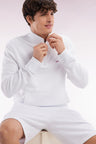 Straight-fit white cotton zip-neck sweatshirt