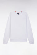 Sweatshirt en molleton coton blanc broderie palmier ton sur ton coupe décontractée