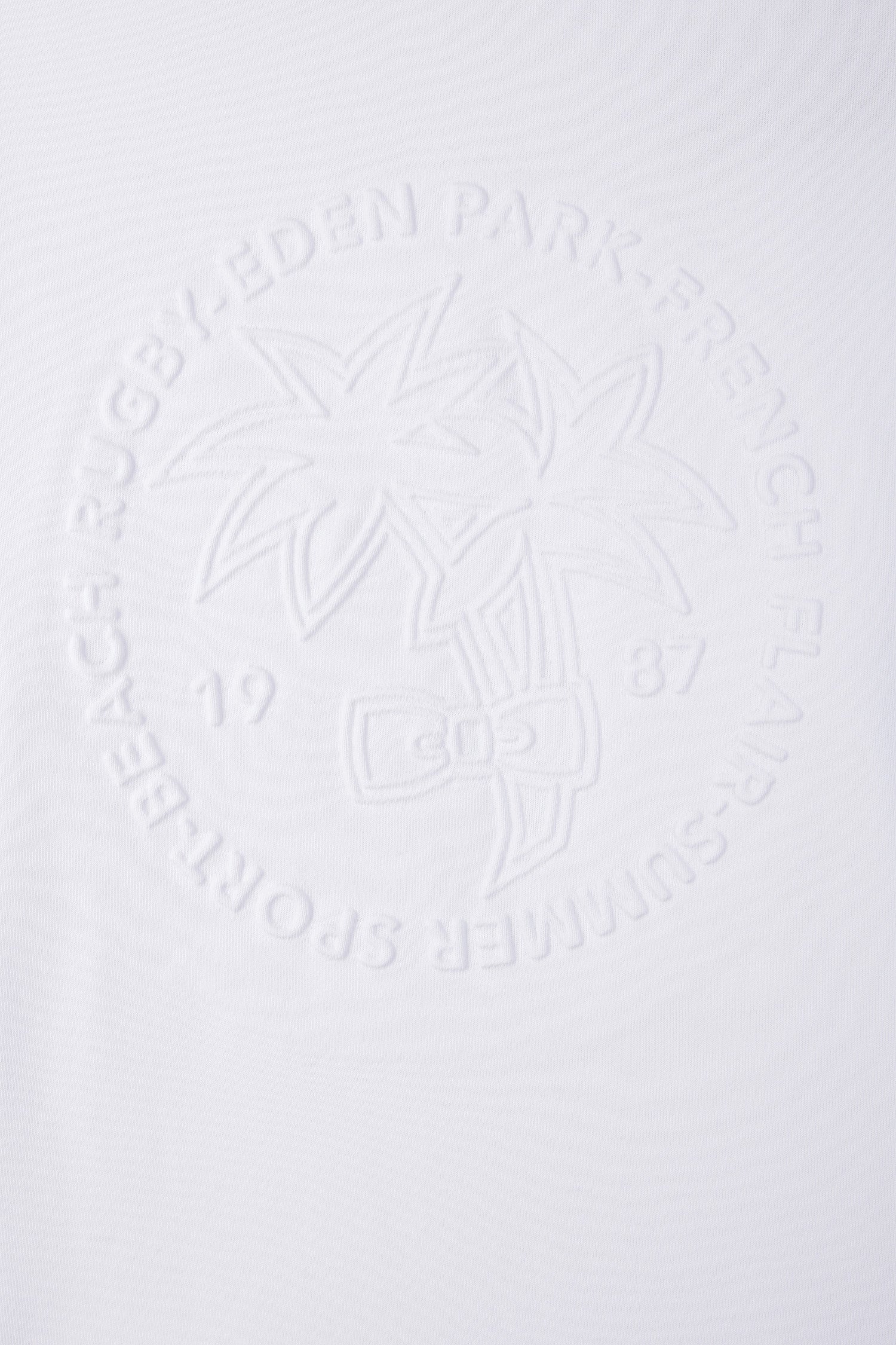 Sweatshirt en molleton coton blanc broderie palmier ton sur ton coupe décontractée