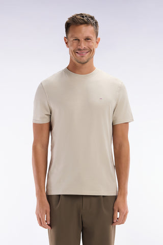 Straight-fit beige short-sleeved T-shirt