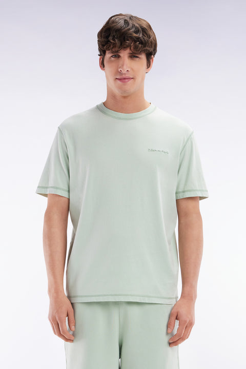 Relaxed-fit green overdyed cotton T-shirt - Image 1