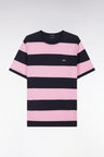Straight-fit striped navy and pink Pima cotton T-shirt