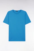 T-shirt en coton Pima bleu coupe droite