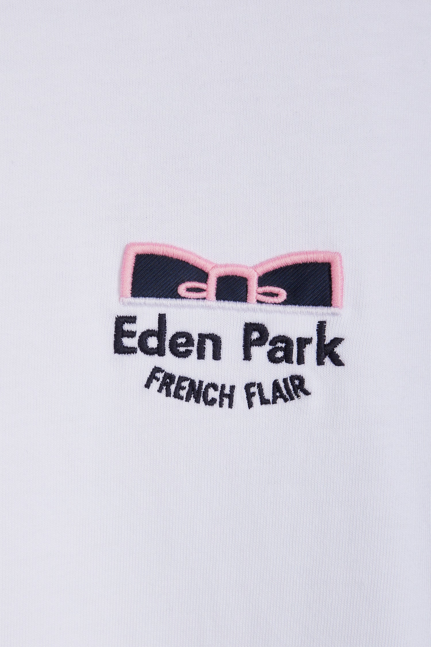 T-shirt bicolore en coton blanc broderie Eden Park French Flair coupe droite