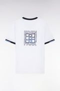 T-shirt en coton blanc broderie dos coupe droite