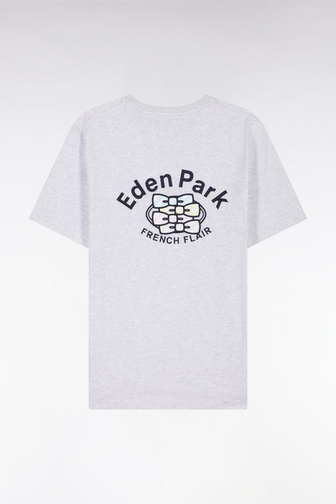 Grey cotton T-shirt with multicolored embroidery, relaxed fit - Image 2
