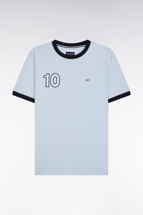 T-shirt in sky cotton, embroidery 10, relaxed fit - Image 2