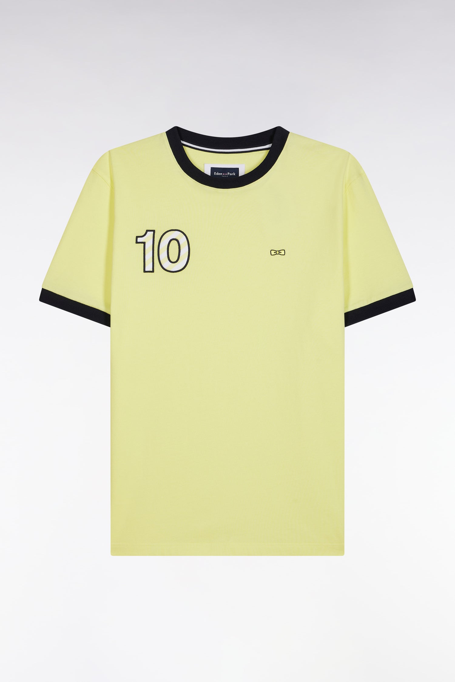 T-shirt en coton jaune broderie 10 coupe décontractée