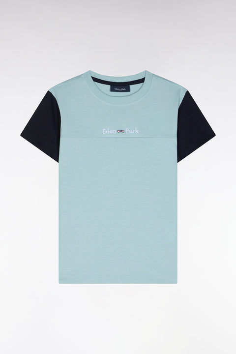 Water green cotton t-shirt Straight Navy sleeves - Image 1