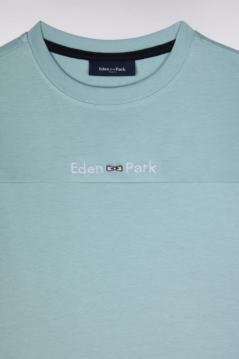 Water green cotton t-shirt Straight Navy sleeves - Image 2