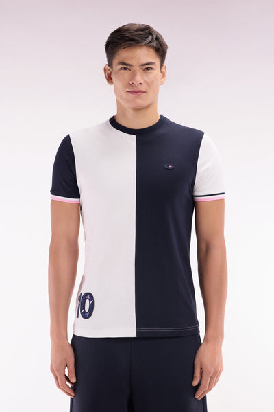 XV de France two-tone T-shirt in white cotton, straight cut