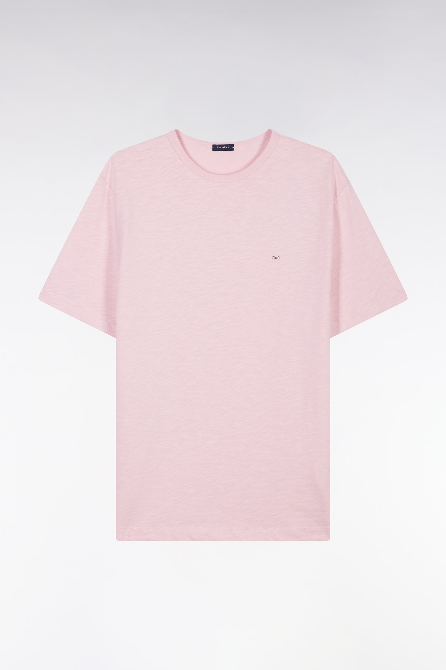 T-shirt en jersey de coton slub rose coupe droite