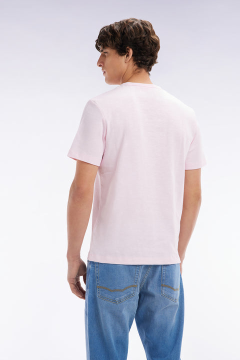 Pale pink cotton jersey t-shirt straight cut - Image 3