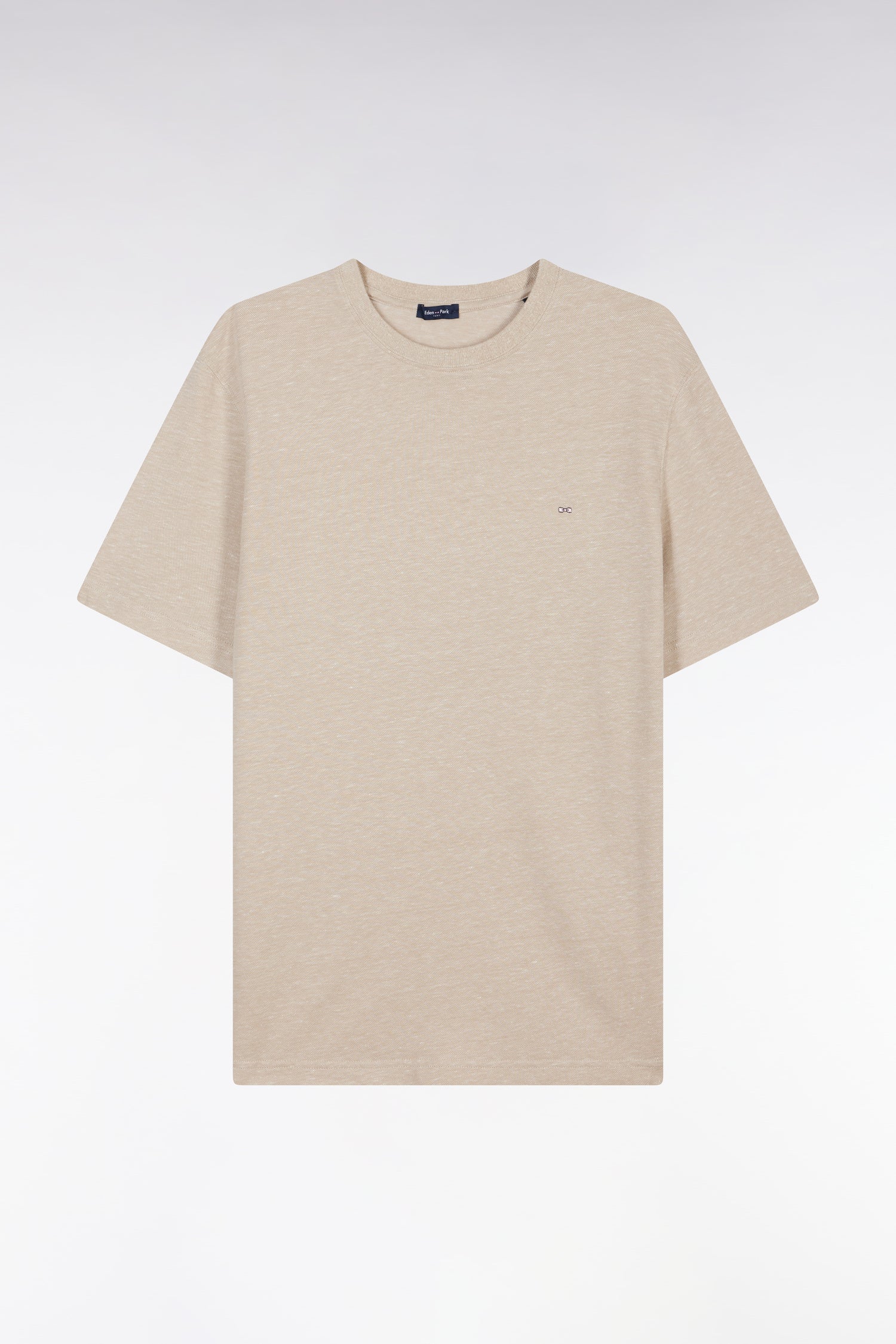 T-shirt en coton et lin beige coupe droite