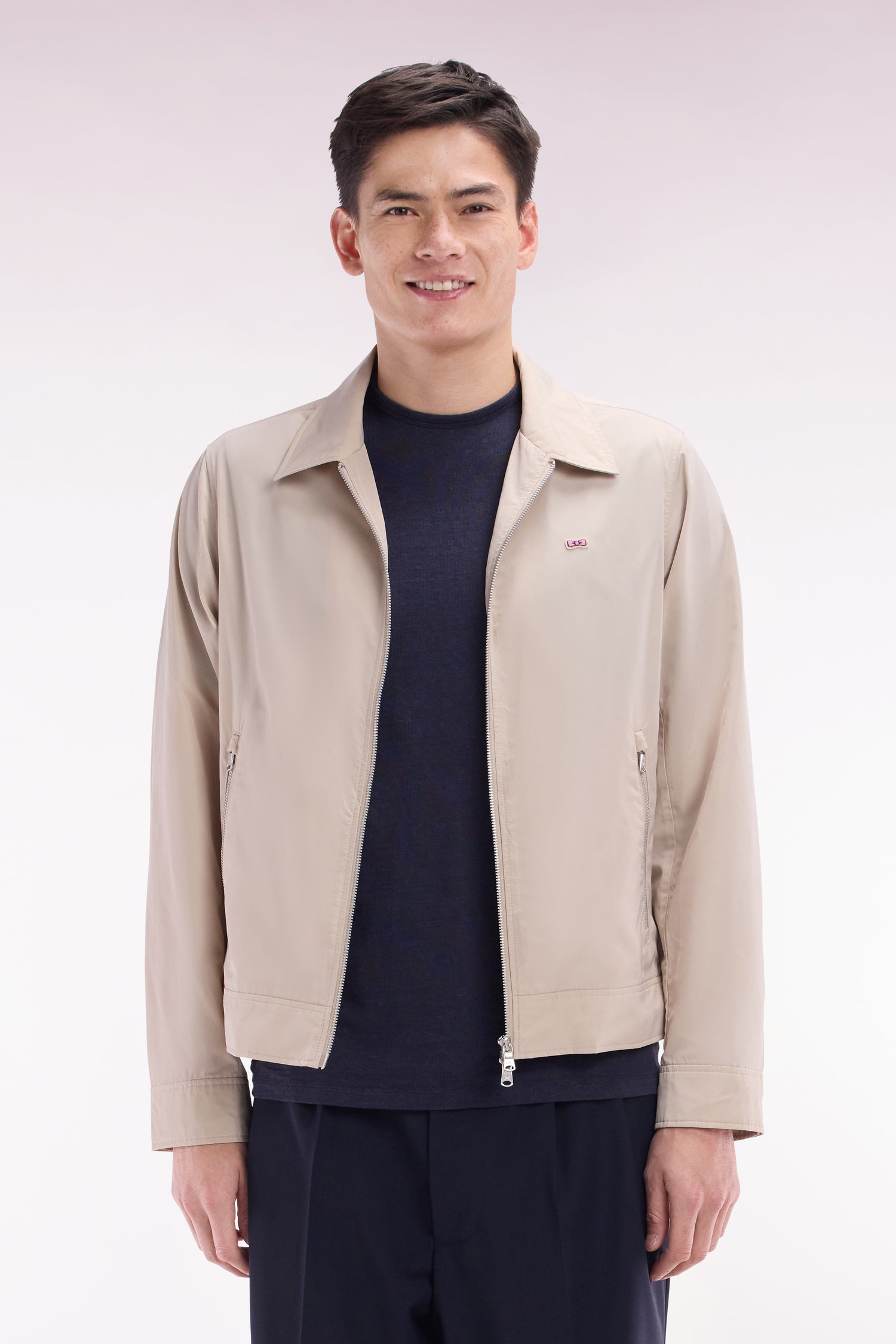 Blouson zippé beige