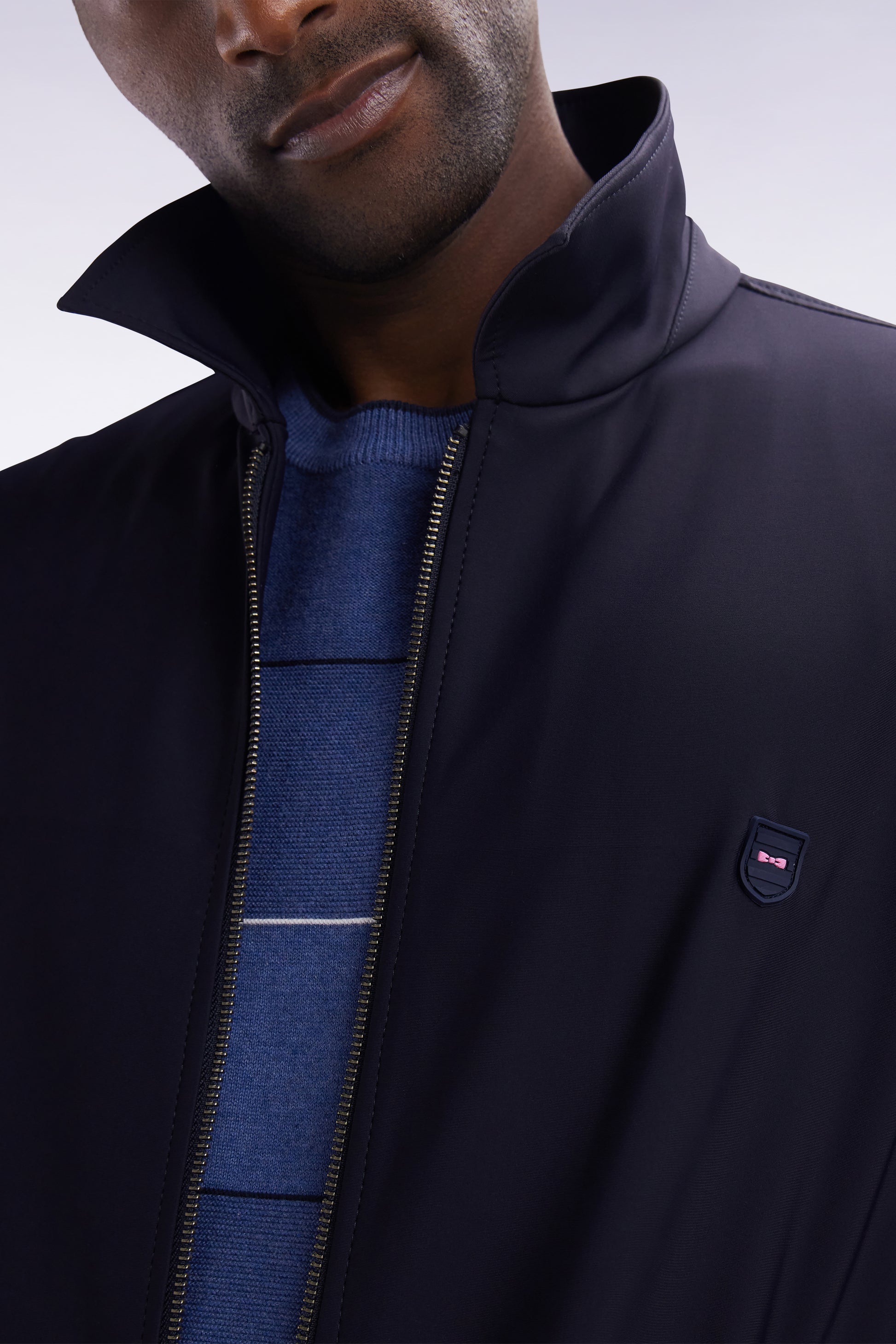 Blouson zippé technique bleu marine