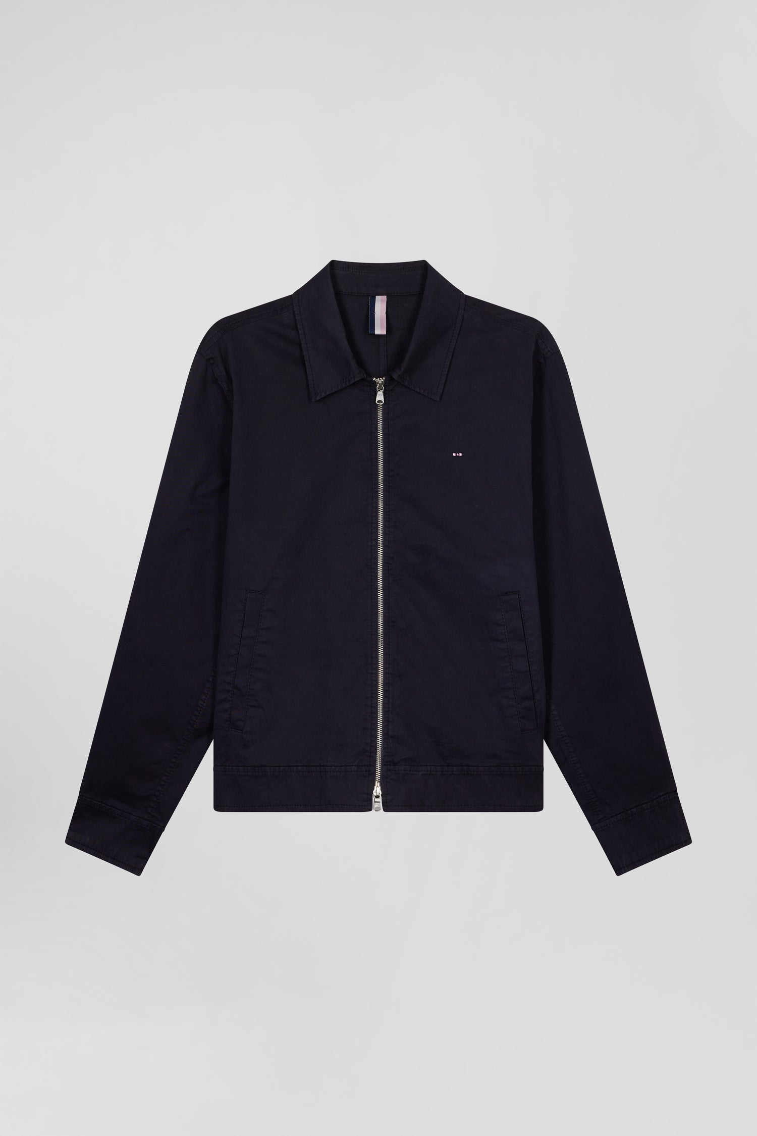 Blouson zippé en gabardine de coton stretch marine