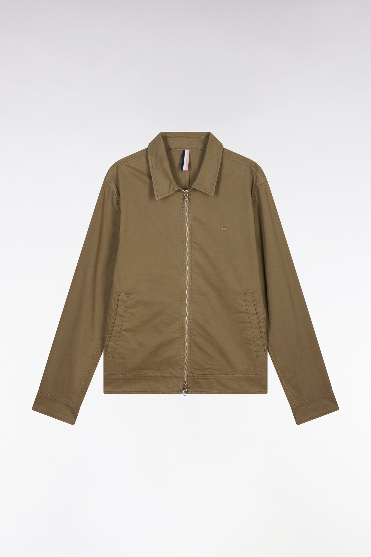 Blouson zippé en gabardine de coton stretch kaki