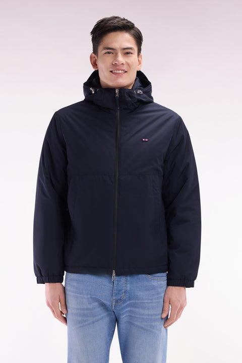 Polyamide hooded windbreaker with navy quilted interior - Image 1