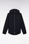 Polyamide hooded windbreaker with navy quilted interior