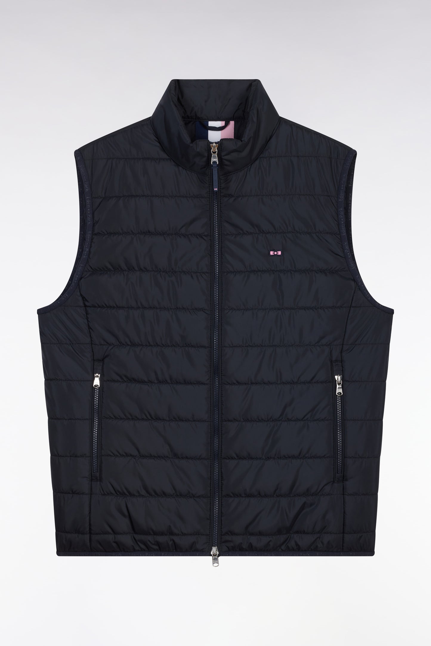 Sleeveless navy down jacket