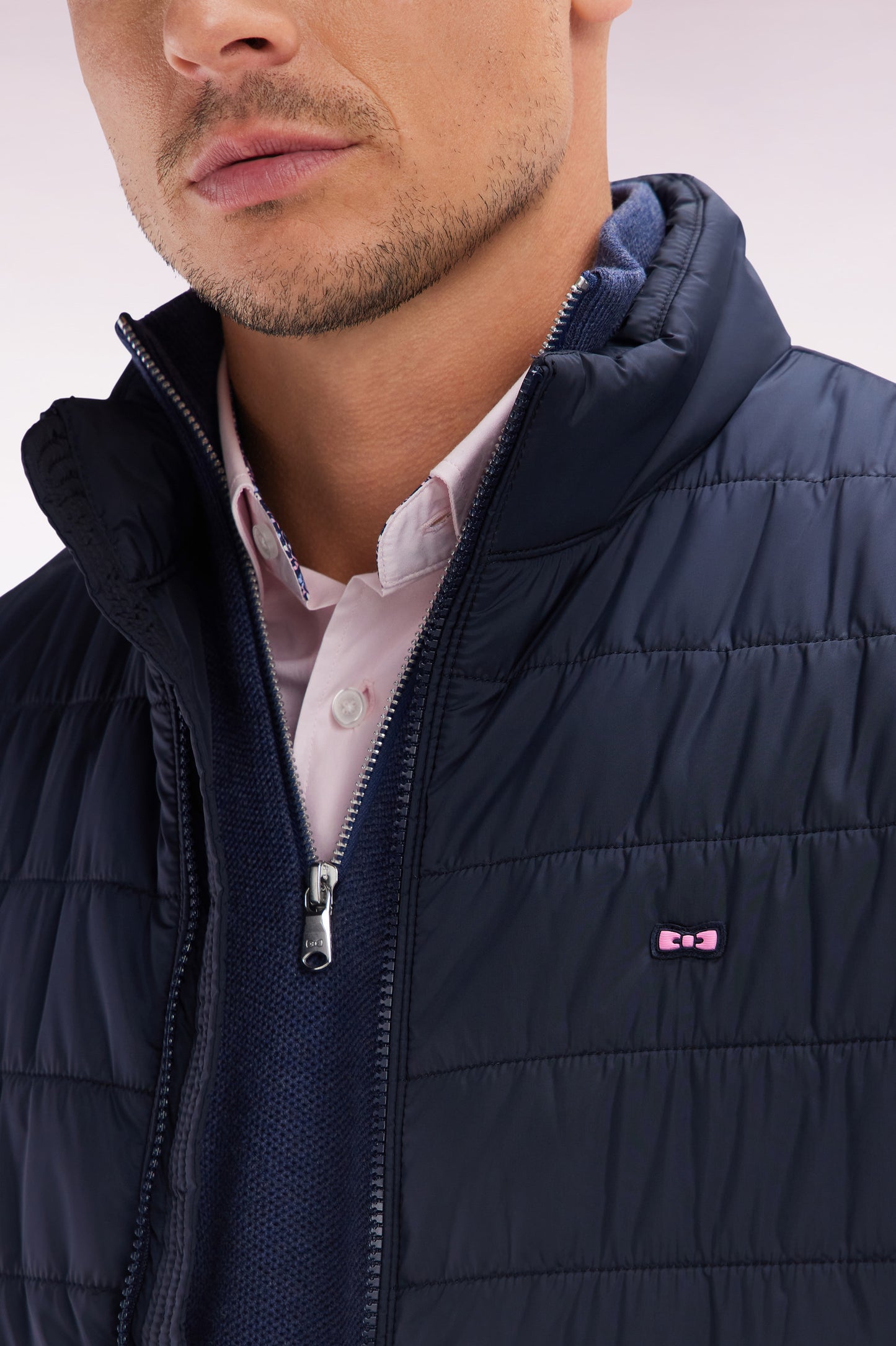 Sleeveless navy down jacket
