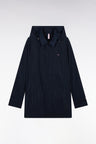Navy blue hooded raincoat