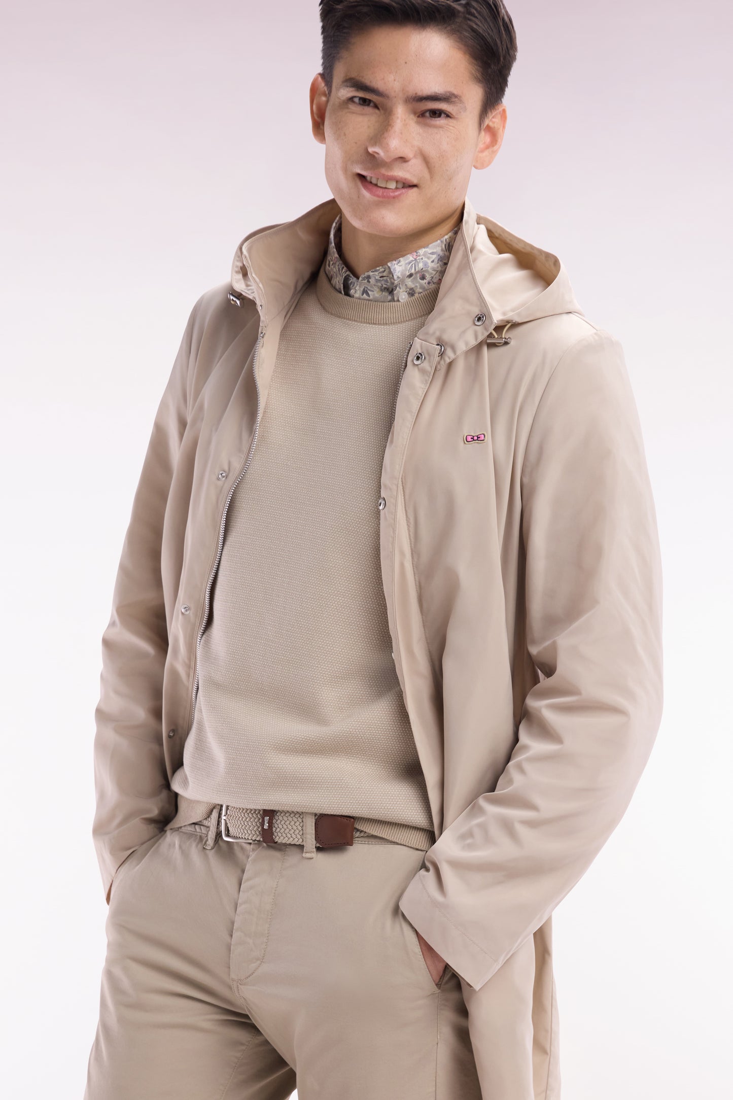 Parka à capuche intégrée beige