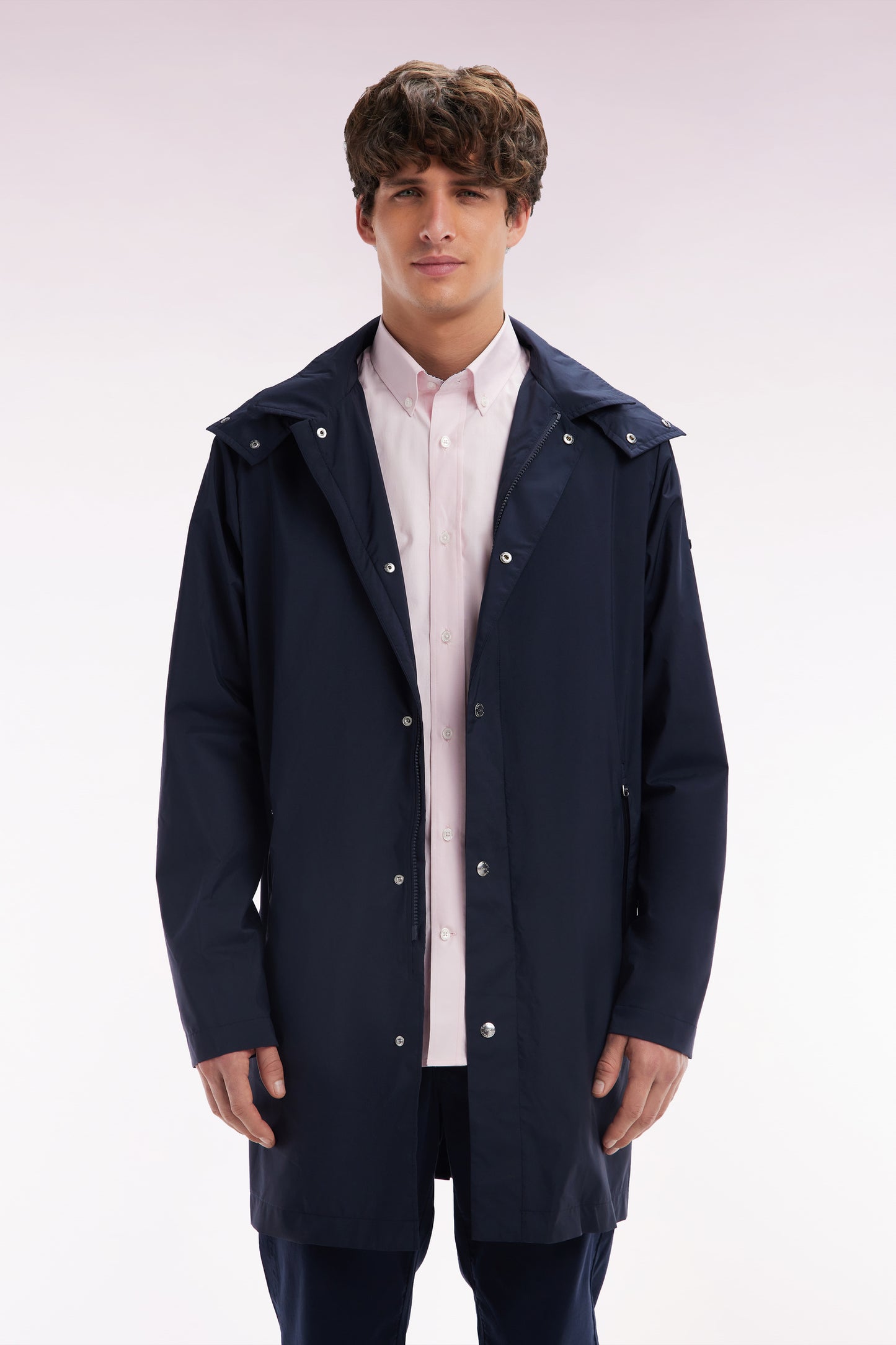 Navy blue parka with removable hood