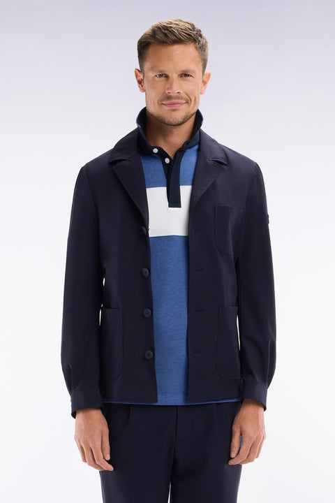 Navy blue overshirt jacket with patch pockets - Image 1