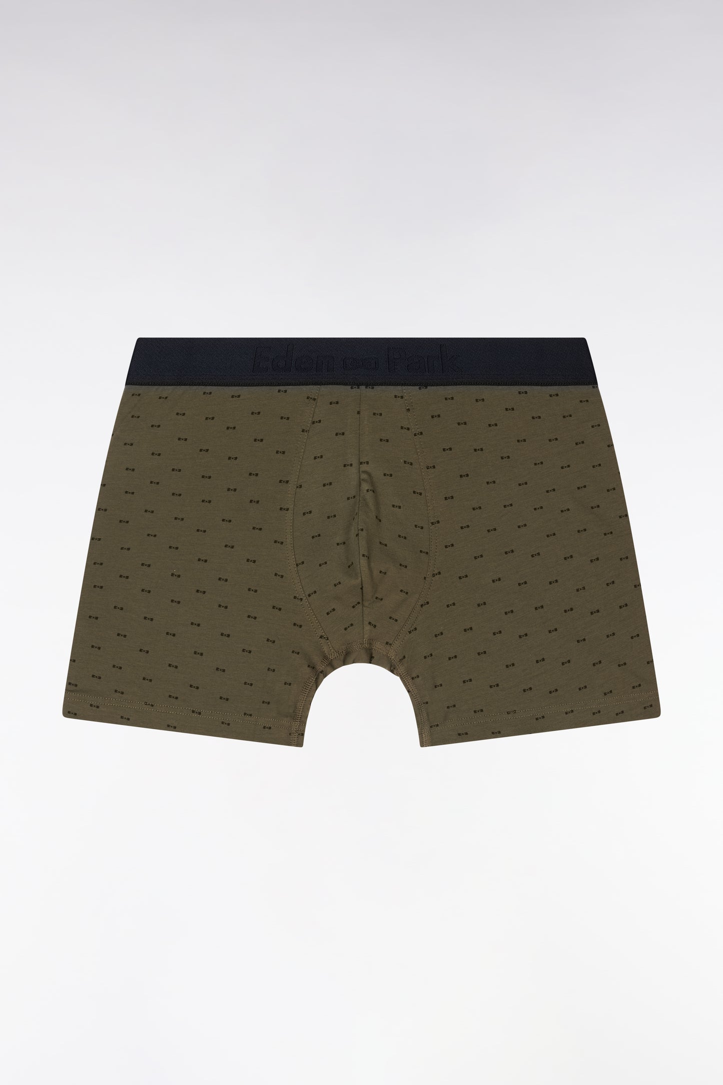 Stretch cotton jersey boxer shorts with khaki bow tie micropatterns