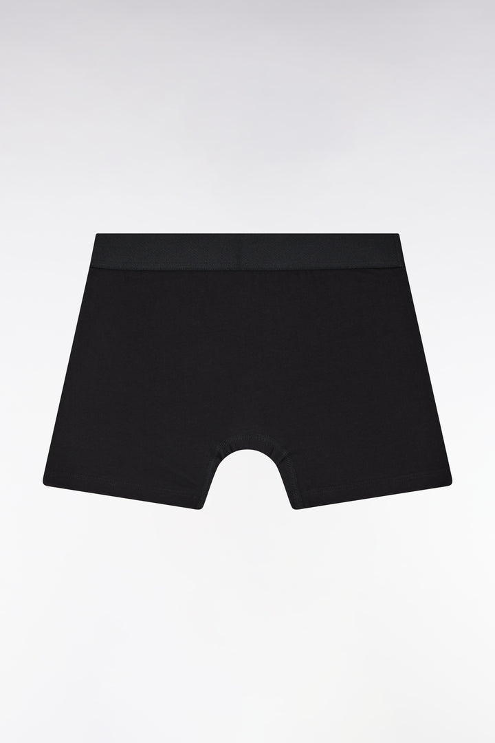 Boxer coupé-cousu en jersey de coton stretch noir et gris