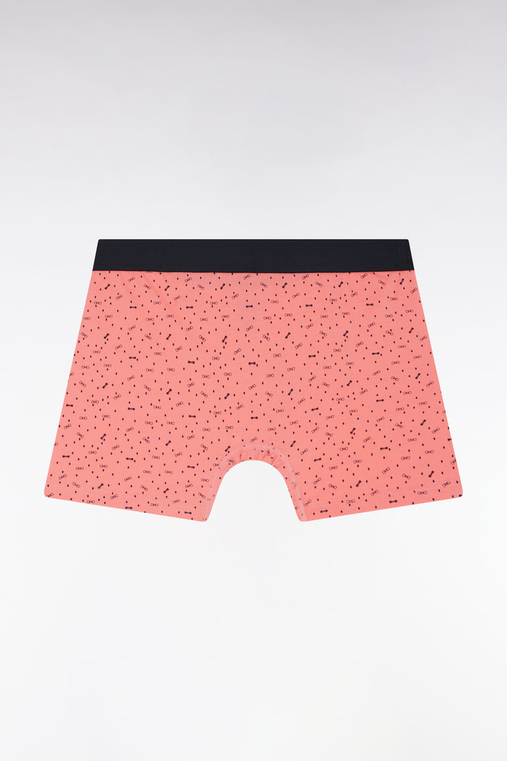 Boxer en jersey de coton stretch à micromotifs rose saumon