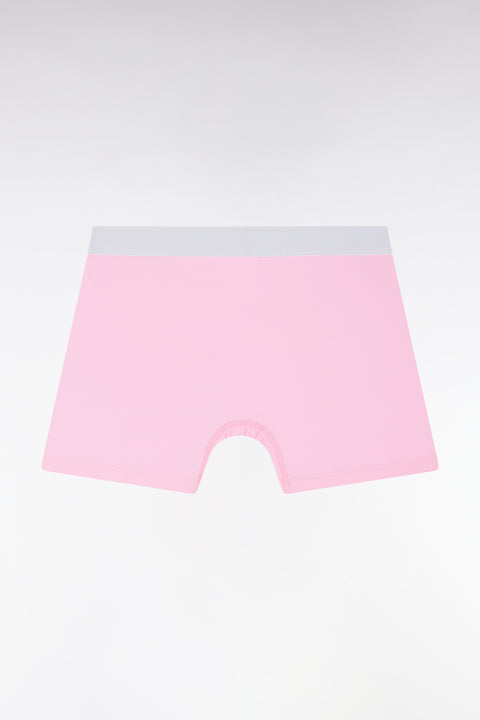 Pink stretch cotton jersey boxer shorts, white waistband - Image 2