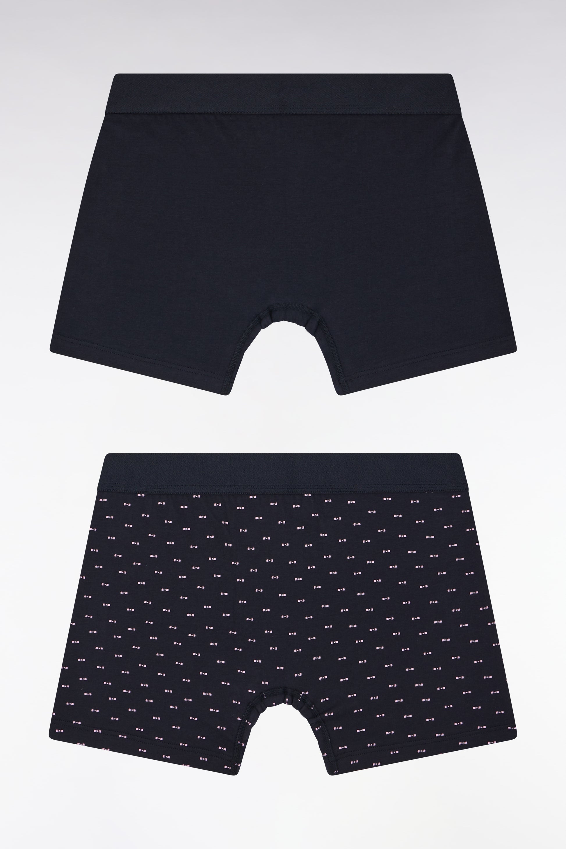 Lot de deux boxers unis et imprimés en jersey de coton stretch marine