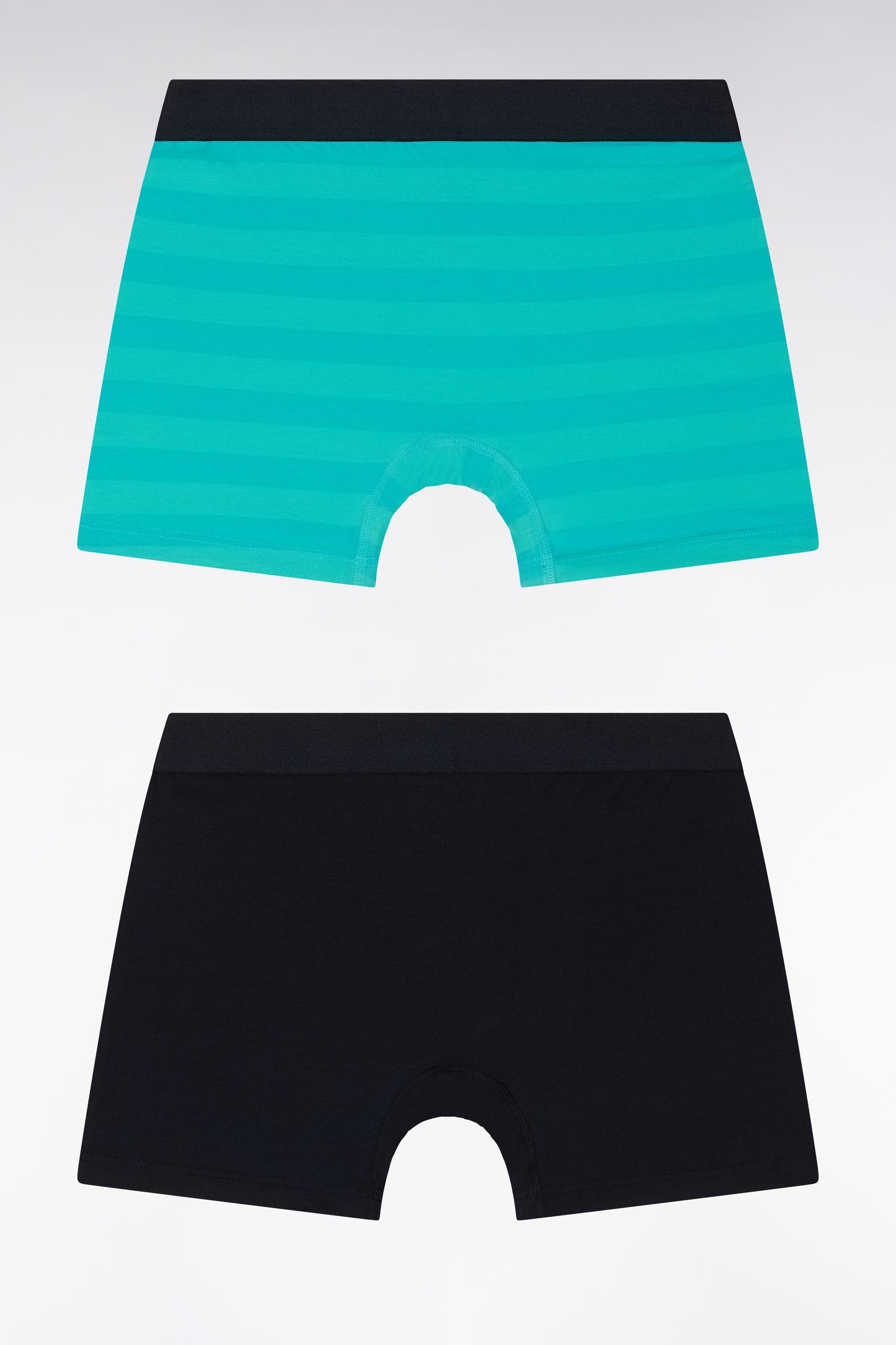 Set of two boxer shorts in navy stretch cotton jersey with green circles