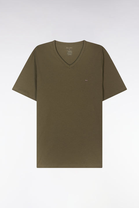 Short pyjamas in khaki cotton jersey shorts with micropatterns - Image 2